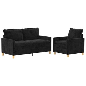 vidaXL Sada pohoviek 2 ks Čierna Polyester