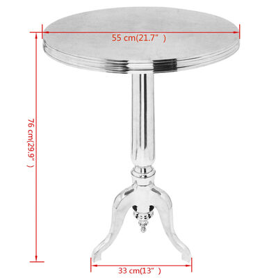 vidaXL Okrúhly bočný stolík, hliník, strieborný