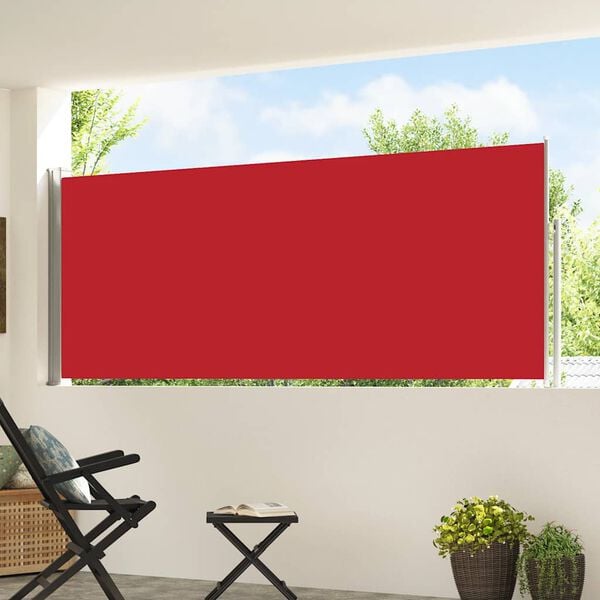 vidaXL Zaťahovacia bočn&aacute; mark&iacute;za na terasu 120x500 cm, červen&aacute;
