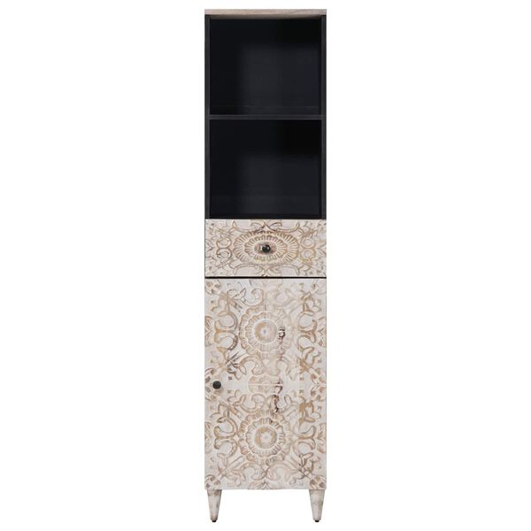 vidaXL K&uacute;peľňov&aacute; skriňa Biela 38 x 33,5 x 160 cm Mas&iacute;vne mango drevo