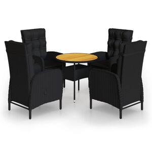 vidaXL 5-dielna z&aacute;hradn&aacute; bistro s&uacute;prava polyratan čierna