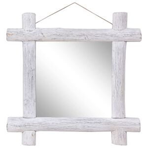 vidaXL Zrkadlo z polienok, biele 70x70 cm, recyklovan&yacute; mas&iacute;v