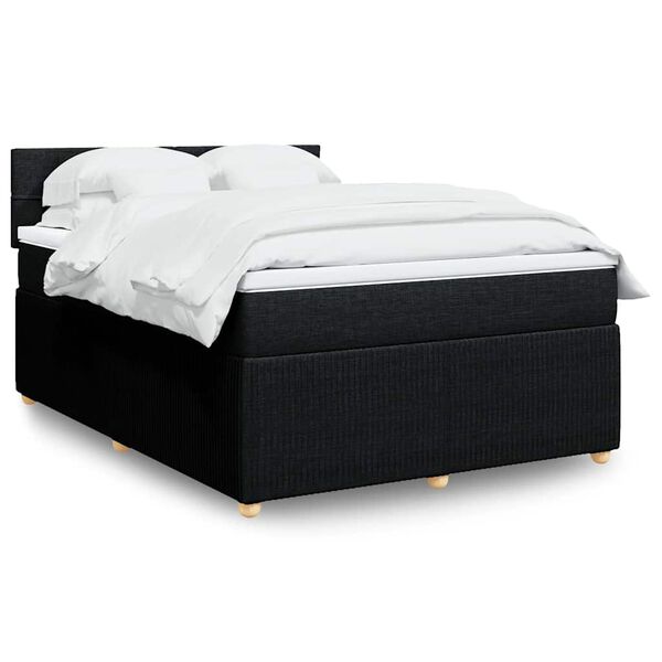 vidaXL Posteľn&yacute; r&aacute;m boxspring s matracom čierny 160x200 cm l&aacute;tka