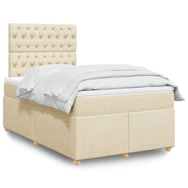 vidaXL Boxspring posteľ s matracom krémová 120x190 cm látka
