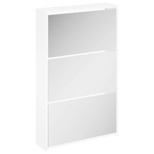 vidaXL Skrinka na top&aacute;nky so zrkadlom, 3-vrstvov&aacute;, leskl&aacute; biela, 63x17x102,5 cm