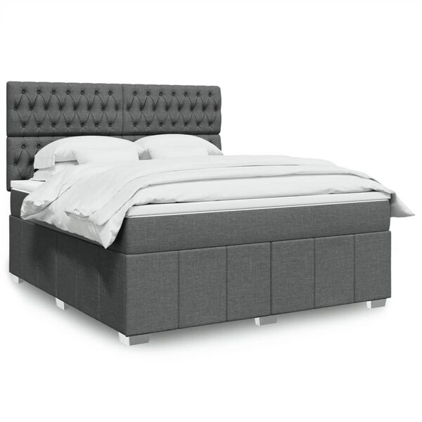 vidaXL Boxspring posteľ s matracom tmavosiv&aacute; 180x200 cm l&aacute;tka