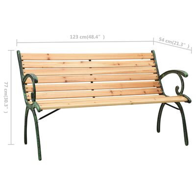 vidaXL Záhradná lavička 123 cm liatina a jedľové drevo