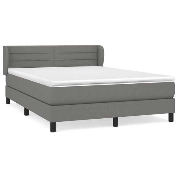 vidaXL Boxspring posteľ s matracom tmavosiv&aacute; 140x200 cm l&aacute;tka