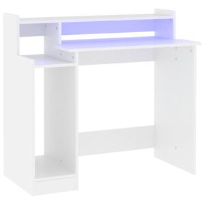 vidaXL St&ocirc;l s LED svetlami, biely 97x45x90 cm, kompozitn&eacute; drevo