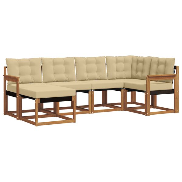 vidaXL Z&aacute;hradn&aacute; s&uacute;prava gaučov s vank&uacute;&scaron;om 6 pcs Pr&iacute;rodn&aacute; a b&eacute;žov&aacute;