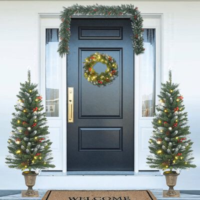 vidaXL 4-dielna sada vianočných dekorácií na dvere PVC