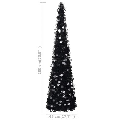 vidaXL Rozkladací umelý vianočný stromček, čierny 180 cm, PET