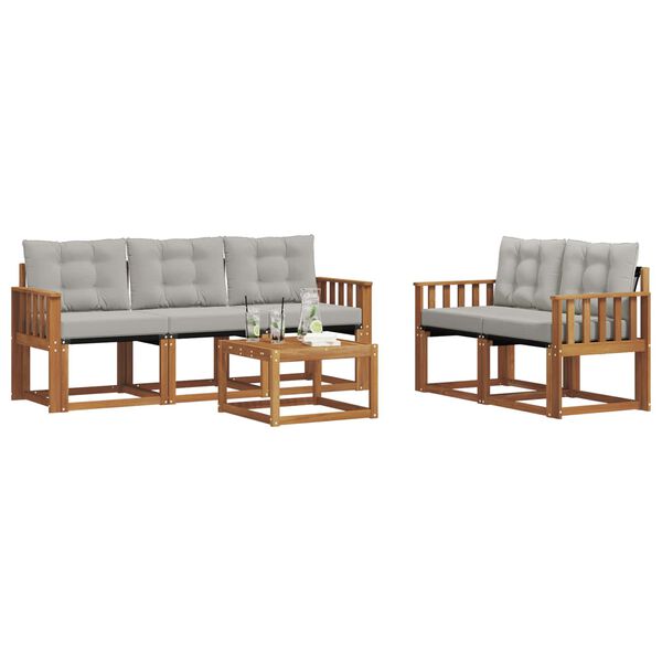 vidaXL Z&aacute;hradn&aacute; s&uacute;prava gaučov s vank&uacute;&scaron;om 6 pcs Pr&iacute;rodn&aacute; a svetlosiv&aacute;