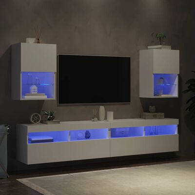 vidaXL TV skrinky s LED svetlami 2 ks biele 40,5x30x60 cm