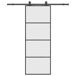 vidaXL Posuvn&eacute; dvere s kovan&iacute;m čierne 76x205 cm ESG sklo