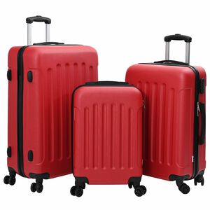 vidaXL Kufor so z&aacute;mkom 3 ks Červen&aacute; 50 x 31 x 78 cm ABS plast