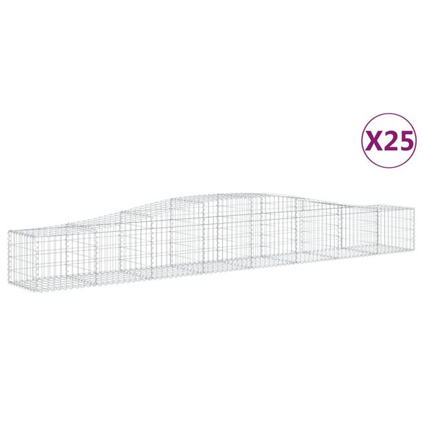 vidaXL Obl&uacute;kov&yacute; gabionov&yacute; k&ocirc;&scaron; 25 ks 400x50x40/60 cm pozinkovan&eacute; železo