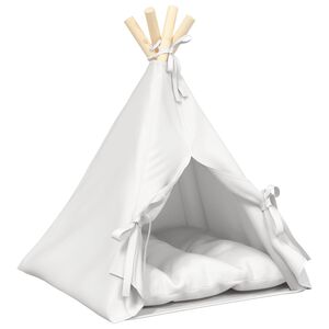 vidaXL Ps&iacute; teepee s vank&uacute;&scaron;om Biela 40 x 40 x 50 cm Polyester