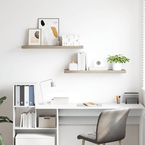 vidaXL Pl&aacute;vaj&uacute;ce n&aacute;stenn&eacute; police 2 ks, dubov&eacute; 90x23,5x3,8 cm, MDF