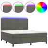 vidaXL Posteľ boxsping s matracom a LED tmavosiv&aacute; 160x200 cm zamat
