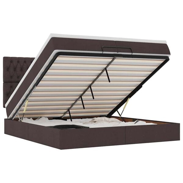 vidaXL Osmansk&yacute; r&aacute;m postele s matracmi tmavohned&aacute; 200x200 cm l&aacute;tka