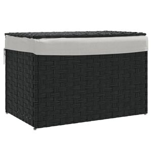 vidaXL K&ocirc;&scaron; na bielizeň s vekom čierny 55,5x35x34 cm polyratan