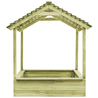 vidaXL Vonkajší domček s pieskoviskom 128x120x145 cm, borovica