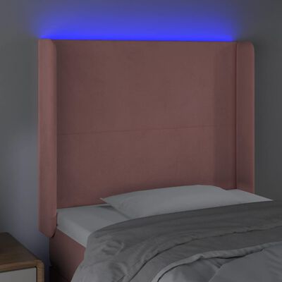vidaXL Čelo postele s LED ružové 103x16x118/128 cm zamat