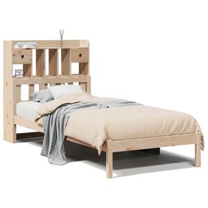 vidaXL Posteľ s knižnicou bez matraca 75x190 cm borovicov&yacute; mas&iacute;v