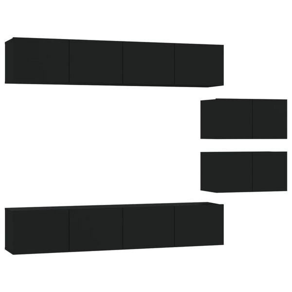 vidaXL 6-dielna s&uacute;prava TV skriniek čierna spracovan&eacute; drevo