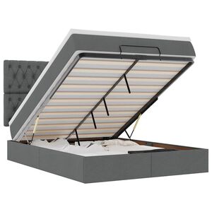 VidaXL Osmansk&aacute; posteľ s matracom a LED di&oacute;dami tmavosiv&aacute; 140x200 cm