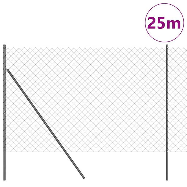 vidaXL Stĺp na plot. Siv&aacute; 25 x 1,6 m (60 x 60 mm sieť) Ocel a PVC