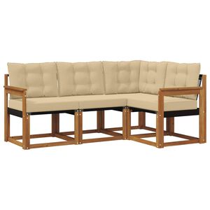 vidaXL Z&aacute;hradn&aacute; s&uacute;prava gaučov s vank&uacute;&scaron;om 4 pcs Pr&iacute;rodn&aacute; a b&eacute;žov&aacute;