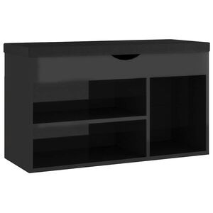 vidaXL Lavica na top&aacute;nky+podložka, leskl&aacute; čierna 80x30x47 cm