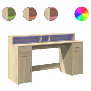 vidaXL St&ocirc;l s LED svetlami dub sonoma 160x55x91 cm kompozitn&eacute; drevo