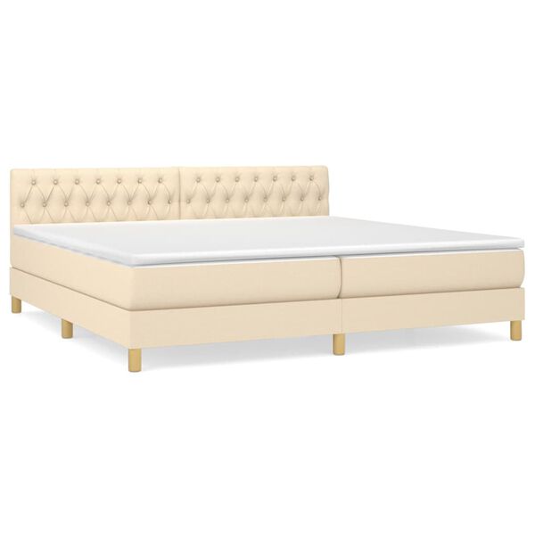 vidaXL Boxspring posteľ s matracom kr&eacute;mov&aacute; 200x200 cm l&aacute;tka