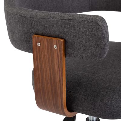 vidaXL Otočná jedálenská stolička, sivá, ohýbané drevo a látka
