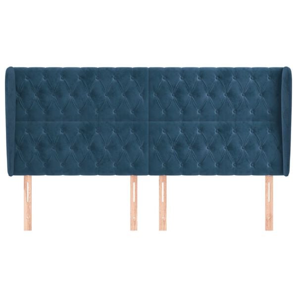 vidaXL Čelo postele so z&aacute;hybmi tmavomodr&aacute; 183x23x118/128 cm zamat