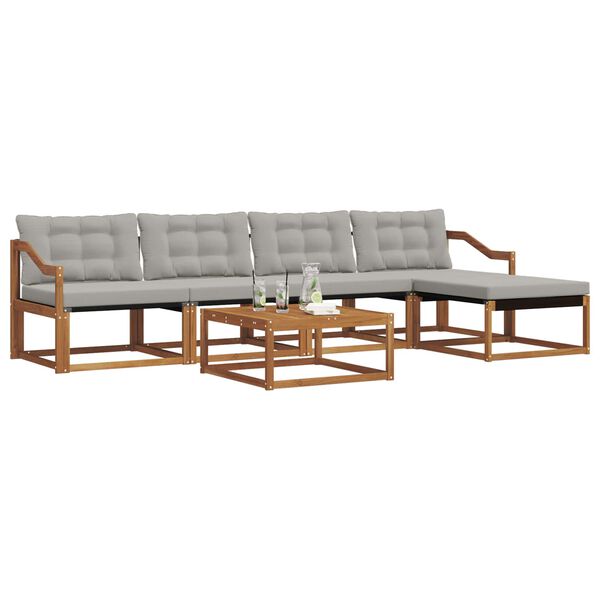 vidaXL Z&aacute;hradn&aacute; s&uacute;prava gaučov s vank&uacute;&scaron;om 6 pcs Pr&iacute;rodn&aacute; a svetlosiv&aacute;