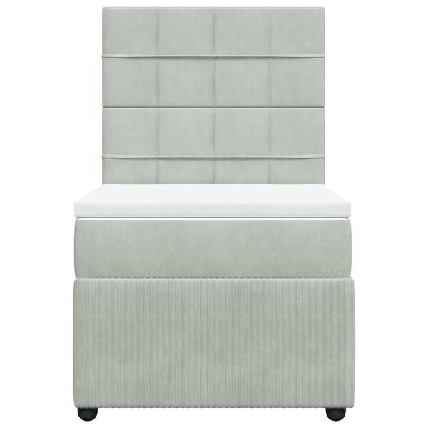 vidaXL Posteľn&yacute; r&aacute;m boxsping s matracom bledosiv&yacute; 90x200 cm zamat