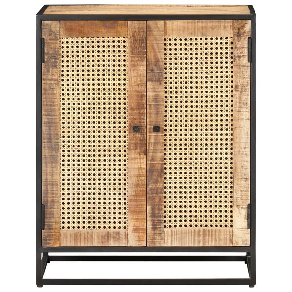 vidaXL Komoda 60x35x75 cm surov&eacute; mangovn&iacute;kov&eacute; drevo a trstina