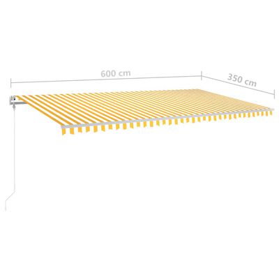 vidaXL Ručne zaťahovacia markíza s LED 6x3,5 m žlto-biela