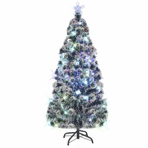 vidaXL Osvetlen&yacute; vianočn&yacute; stromček so stojanom a LED 150 cm, optick&eacute; vl&aacute;kno