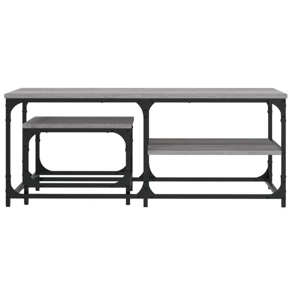 vidaXL Zasúvacie konferenčné stolíky 2 ks sivé sonoma kompozitné drevo