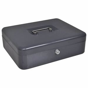 vidaXL Pokladnica so z&aacute;mkom Tmavosiv&aacute; 30 x 24 x 9 cm Oceľ