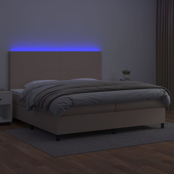 vidaXL Boxspring posteľ matrac a LED kapuč&iacute;nov&aacute; 200x200 cm umel&aacute; koža