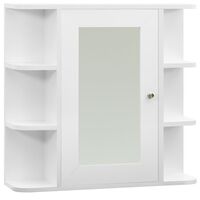 vidaXL Kúpeľňová skrinka so zrkadlom, biela 66x17x63 cm, MDF