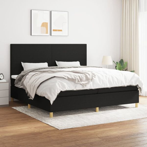 vidaXL Boxspring posteľ s matracom čierna 200x200 cm l&aacute;tka