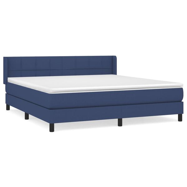 vidaXL Posteľn&yacute; r&aacute;m boxspring s matracom modr&yacute; 160x200 cm l&aacute;tka