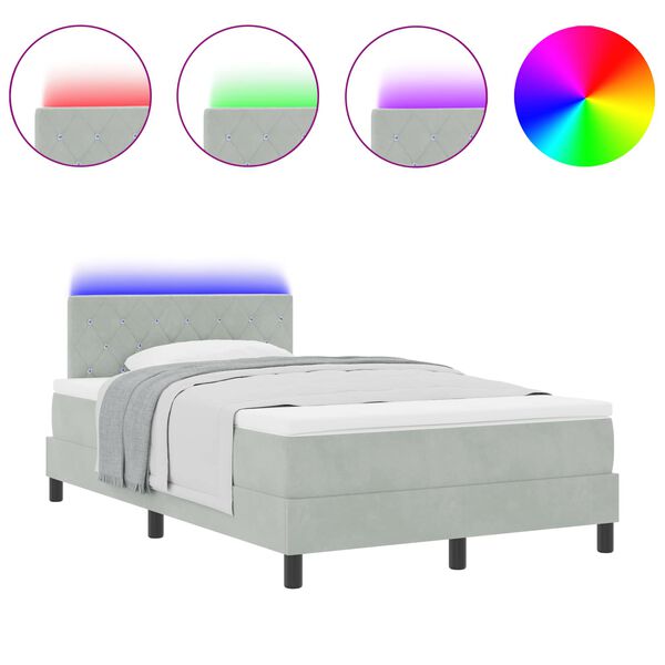 vidaXL Posteľ s pružinov&yacute;m r&aacute;mom Svetlosiv&aacute; 120 x 190 cm Zamat